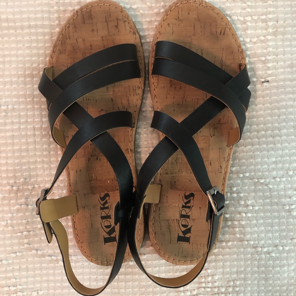 Korks Black Sandals sz 8.5